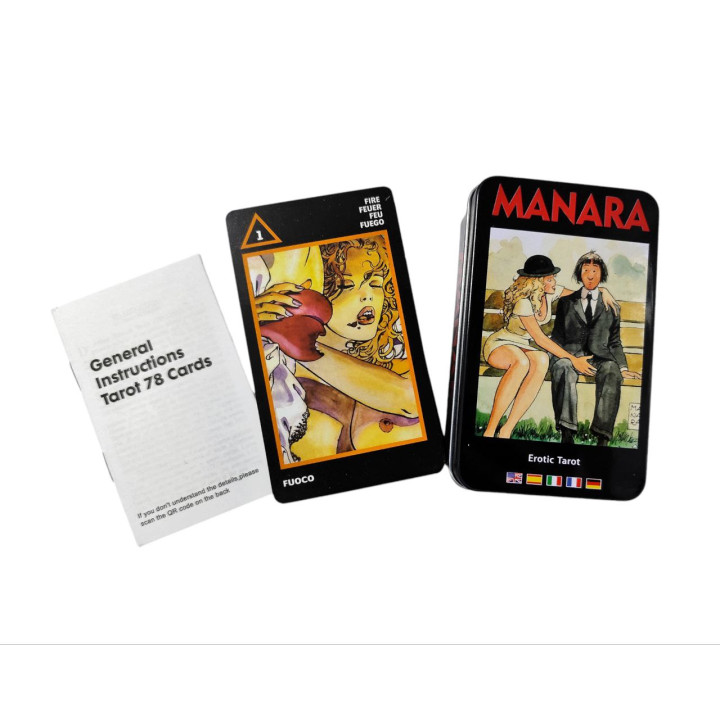 Manara. Erotic Tarot. Карты Таро с цветным срезом в металлической коробке