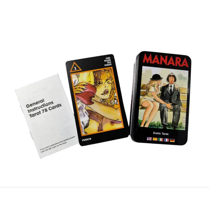 Manara. Erotic Tarot. Карты Таро с цветным срезом в металлической коробке